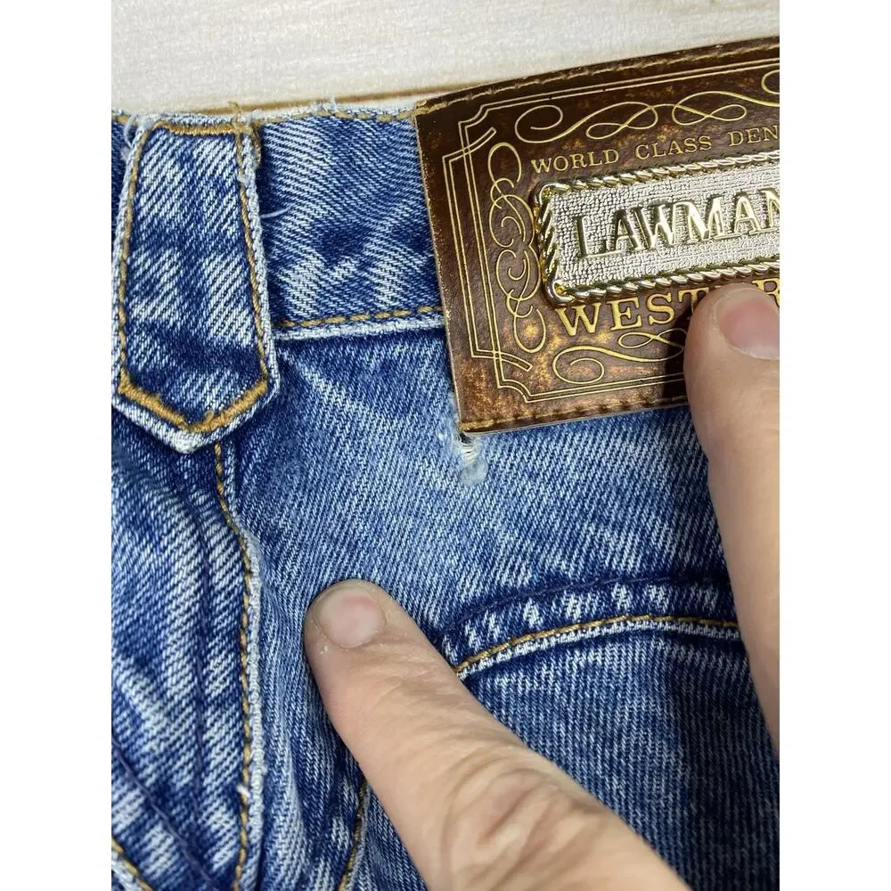 Vintage Lawman Jeans Womens Jr 3 Western Denim High Rise 35” Inseam Bareback